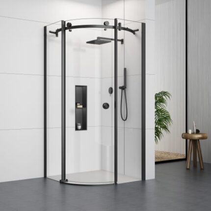 800 QUADRANT SHOWER DOOR (8mm Glass)- MATT BLACK -BT
