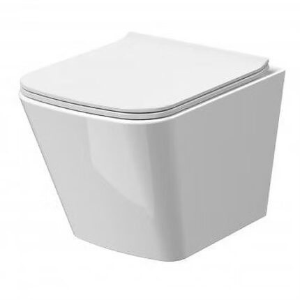 Omega Wall Hung Toilet – Square Rimless with Soft Close Seat- SCN