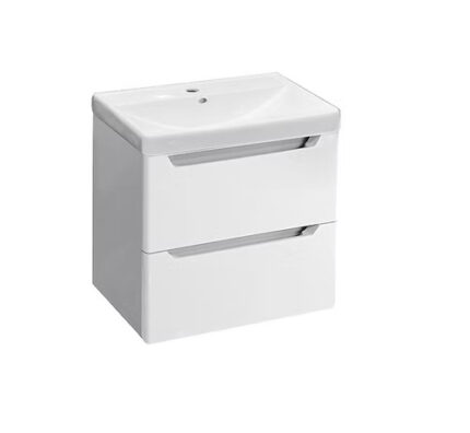 SCN AQUA 600MM PVC Wall Hung Vanity Unit – 2 Drawer (Gloss White)-SCN