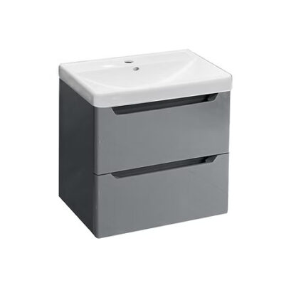 SCN AQUA 500MM PVC Wall Hung Vanity Unit – 2 Drawer (Gloss Light Grey)-SCN