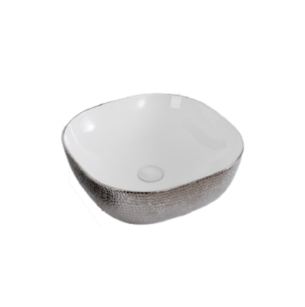 ART BASIN (425x425x145mm)- Gloss Nickel & White - BT