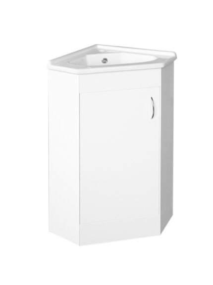 Floor Standing Corner (410mm) Vanity Unit – Gloss White - BT