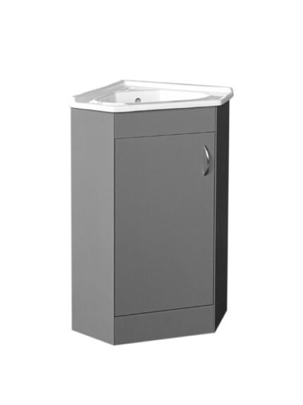 Floor Standing Corner (410mm) Vanity Unit – Matt Dark Grey - BT