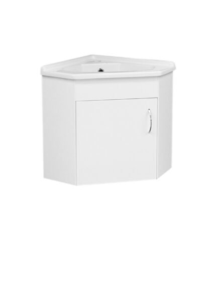 Wall Hung Corner (410mm) Vanity Unit – Gloss White - BT