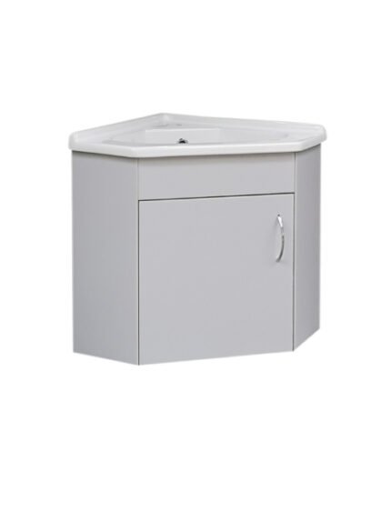 Wall Hung Corner (410mm) Vanity Unit – Matt Light Grey - BT