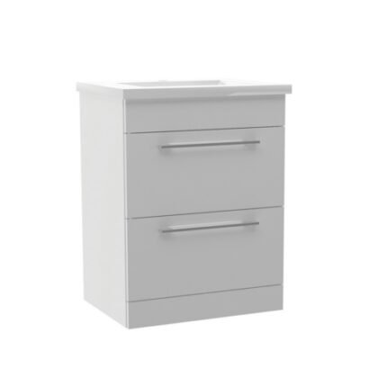 RADIANCE (600mm-2 Drawer) Floor Standing Vanity Unit – Glossy White - BT