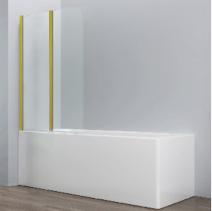 BATH SCREEN (Double Folding, 6mm Glass)- BRUSHED GOLD -BT