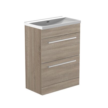 RADIANCE (600mm-2 Drawer) Floor Standing Vanity Unit – Grey Oak - BT