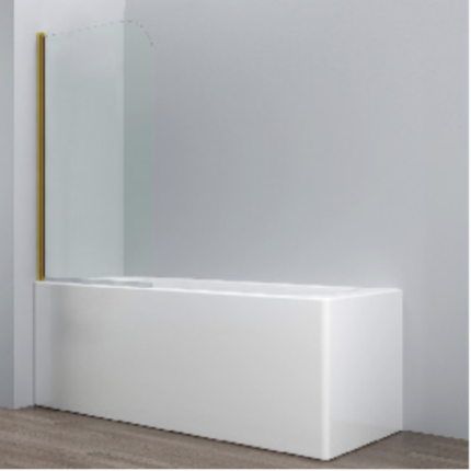 BATH SCREEN (Single, 6mm Glass)- BRUSHED GOLD ROUNDM -BT