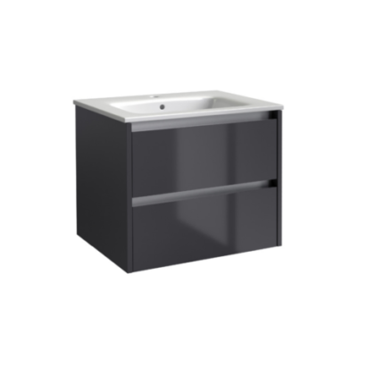 CITY39 (500mm-2 Drawer) Wall Hung Vanity Unit – Anthracite - BT