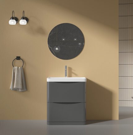 ISLA Anthracite (800mm): Floor Standing Vanity Unit with Deep Ceramic Basin -BT