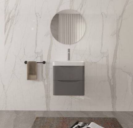 ISLA Anthracite (500mm): Wall Hung Vanity Unit with Deep Ceramic Basin - BT