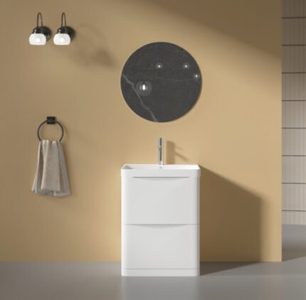 ISLA Glossy White (600mm): Floor Standing Vanity Unit with Deep Ceramic Basin - BT