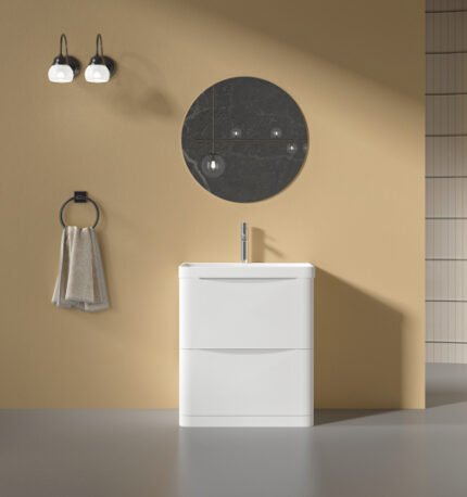 ISLA Glossy White (800mm): Floor Standing Vanity Unit with Deep Ceramic Basin - BT