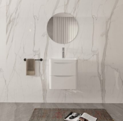 ISLA Glossy White (500mm): Wall Hung Vanity Unit with Deep Ceramic Basin - BT