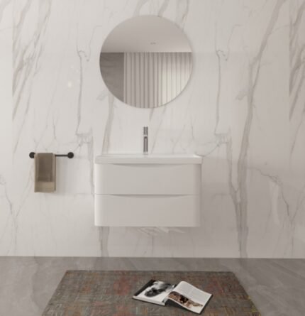 ISLA Glossy White (800mm): Wall Hung Vanity Unit with Deep Ceramic Basin - BT
