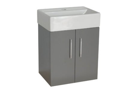 FLAIR (420mm-2 Door) Wall Hung Vanity Unit – Matt Dark Grey - BT