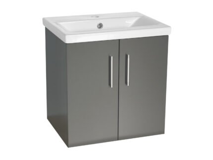 FLAIR (500mm-2 Door) Wall Hung Vanity Unit – Matt Dark Grey - BT