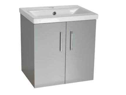FLAIR (500mm-2 Door) Wall Hung Vanity Unit – Matt Light Grey - BT