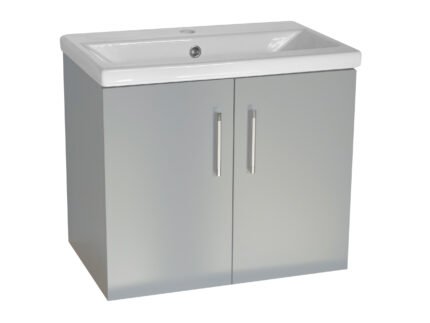 FLAIR (600mm-2 Door) Wall Hung Vanity Unit – Matt Light Grey - BT
