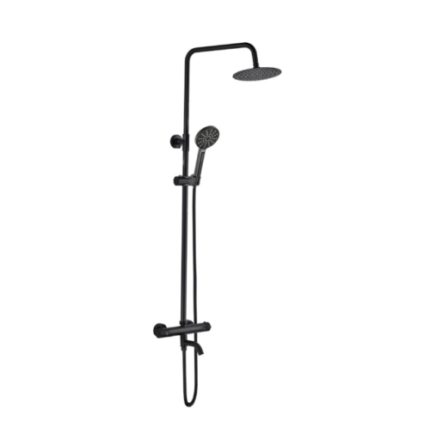 VOSS- Thermostatic Shower Mixer (3 Outlets) With Rigid Riser Kit- MATT BLACK -BT