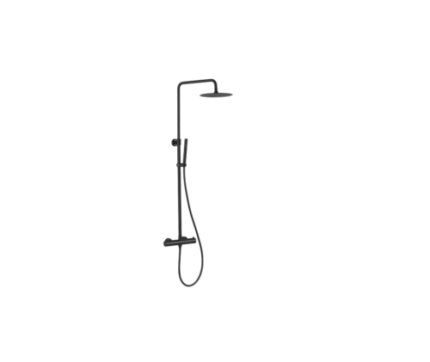 VOSS- Thermostatic Shower Mixer (2 Outlets) With Rigid Riser Kit- MATT BLACK -BT