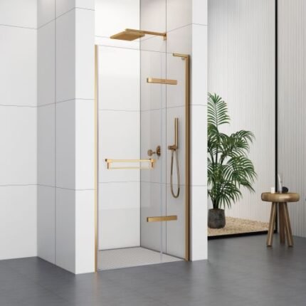 900 HINGED DOOR WITH Extension Profiles (8mm Glass)- BRUSHED GOLD - BT