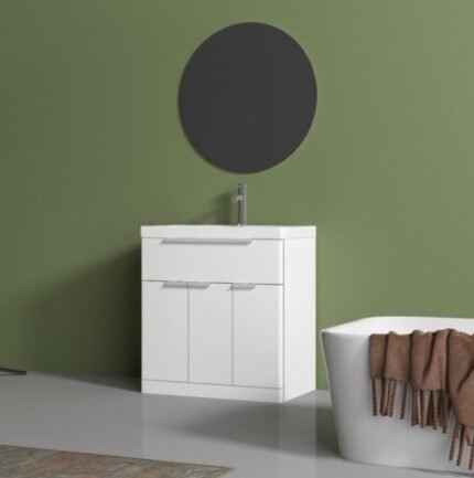 VALENCIA Gloss White (800mm) Floor Standing Vanity with Ceramic Basin - BT