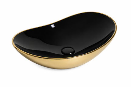 605mm Large Rectangular Glossy Brushed Gold Countertop Basin -BT