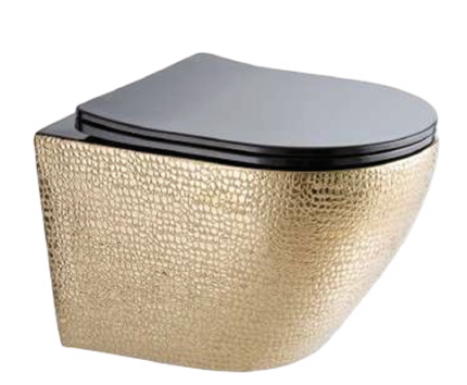 Treviso  Wall-Hung Toilet in Gold with Black Seat -BT