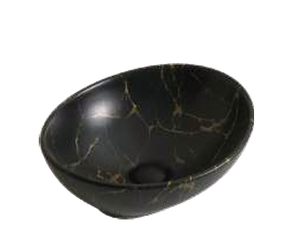 410mm Oval Black Gold Marble Countertop Basin (BT)