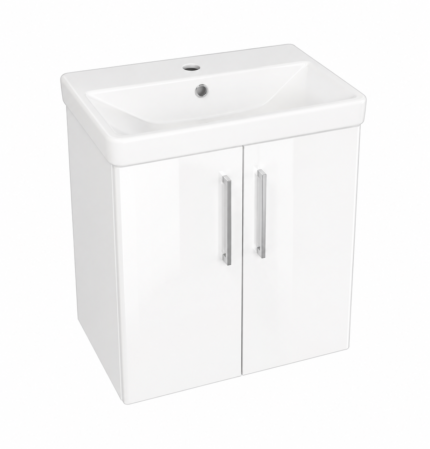 500mm Wall-Hung 2-Door Vanity Unit & Basin Set – Modern Floating Bathroom Cabinet-BT