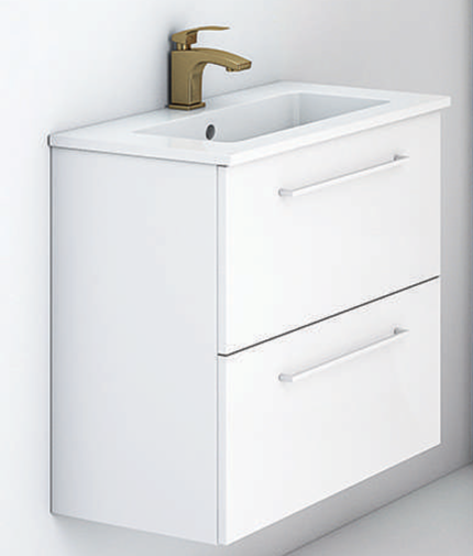 Metro 800mm White Gloss 2-Drawer Basin Vanity Unit (Short Projection 360mm)-BT