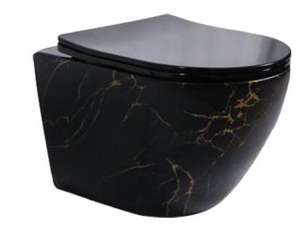 Treviso  Wall-Hung Toilet in Black Gold Marble -BT