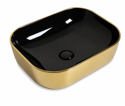 500mm Rectangular Glossy Brushed Gold Countertop Basin-BT