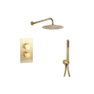 RSPACK2-BG : Round Concealed Thermostatic Shower Pack – 2 Outlet – Brushed Gold (BT)
