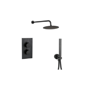 RSPACK2-MB : Round Concealed Thermostatic Shower Pack – 2 Outlet – Matt Black (BT)