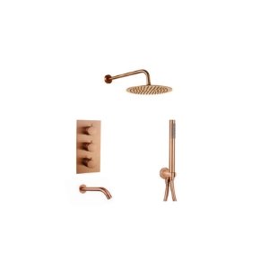 RSPACK8-BRG Brushed Rose Gold Concealed Thermostatic Shower Valve – 3 Knobs, 3 Outlets (BT)