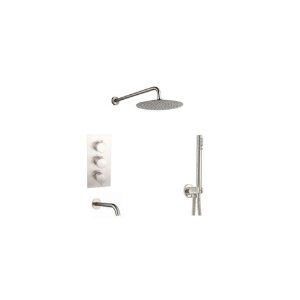 RSPACK8-BN Brushed Nickel Concealed Thermostatic Shower Valve – 3 Knobs, 3 Outlets (BT)