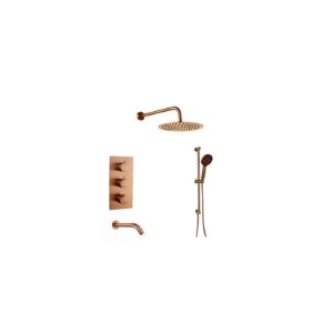 RSPACK9-BRG Brushed Rose Gold Concealed Thermostatic Shower Valve – 3 Knobs, 3 Outlets (BT)