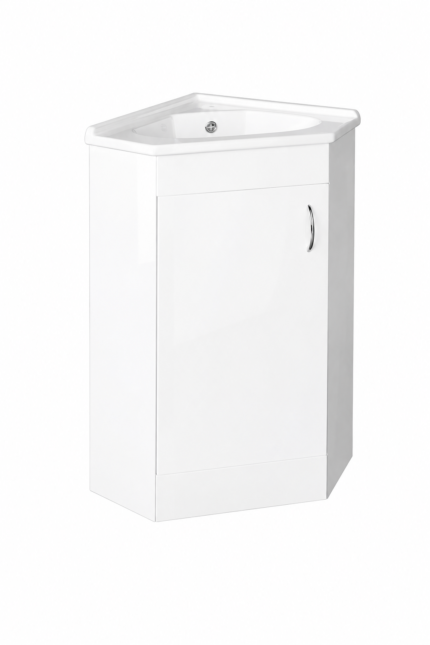 Modern Floor Standing Corner Vanity Unit with Ceramic Basin (410mm x 410mm)-BT
