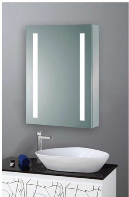Glare GL500 Single Door LED Mirror Cabinet with Bluetooth Speaker (500 x 700 mm)-BT