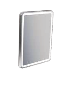 Rectangular Framed Mirror in Brushed Nickel (700 x 32 x 500mm)-BT