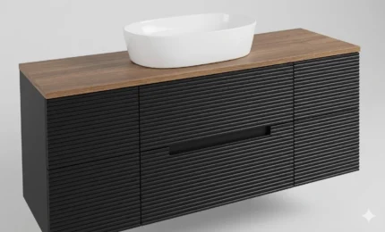 Monza Plus 1200mm Fluted Wall Hung Vanity with 2 Side Cabinets & Countertop-T