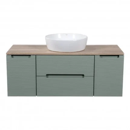 Monza Plus 1200mm Fluted Wall Hung Vanity with 2 Side Cabinets & Countertop-T