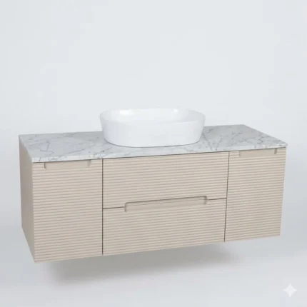 Monza Plus 1200mm Fluted Wall Hung Vanity with 2 Side Cabinets & Countertop-T