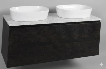 Monza Plus 1200mm Fluted Wall Hung Double Vanity Unit with Countertop-T
