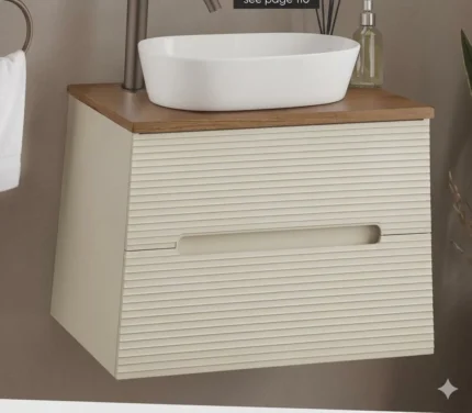 Monza Plus 600mm Fluted Wall Hung Vanity Unit & Counter Top- T