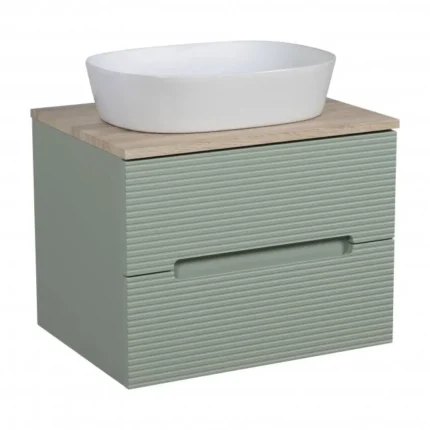 Monza Plus 600mm Wall Hung Vanity Unit with Countertop Basin-T